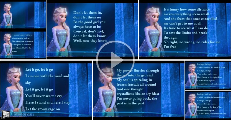 Videogram: Frozen Let it go Idina Menzel Full Lyric video